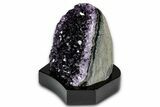 Deep Purple Amethyst Geode With Wood Base - Uruguay #342795-1